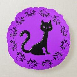 Black Kittens Tecknad 11 Rund Kudde