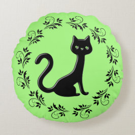 Black Kittens Tecknad 3 Rund Kudde