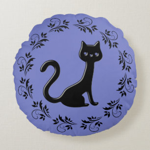 Black Kittens Tecknad 9 Rund Kudde