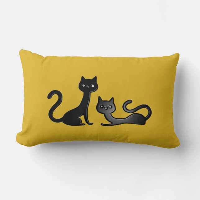 Black Kittens Tecknad II Lumbar Pillow Lumbarkudde (Framsida)