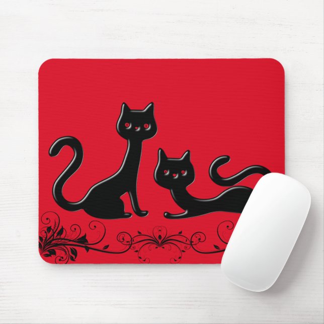Black Kittens Tecknad III Mousepad Musmatta (Med mus)