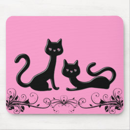 Black Kittens Tecknad Mousepad Musmatta