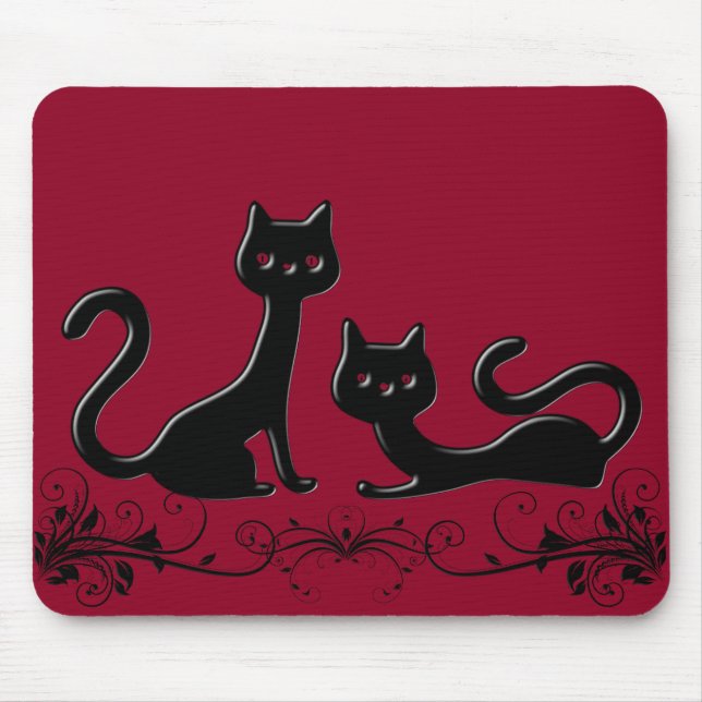 Black Kittens Tecknad VII Mousepad Musmatta (Framsidan)