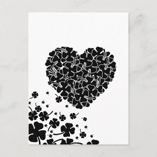 Black Klöver Heart Vykort (Framsida)