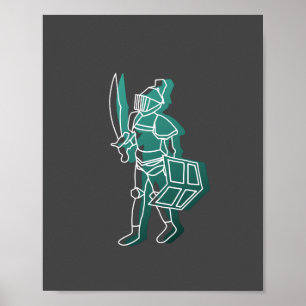 Black Knight Line Teckning Poster Runescape