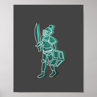 Black Knight Line Teckning Poster Runescape