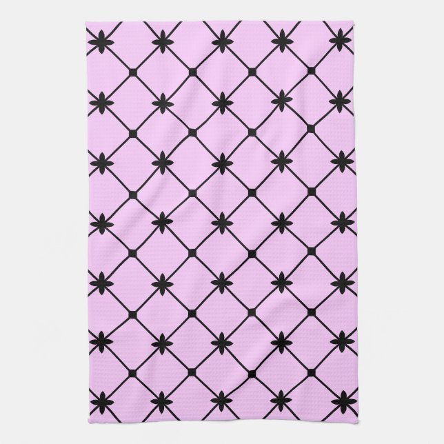 Black Kor Mönster på Rosa Kitchen Towel Kökshandduk (Vertikal)