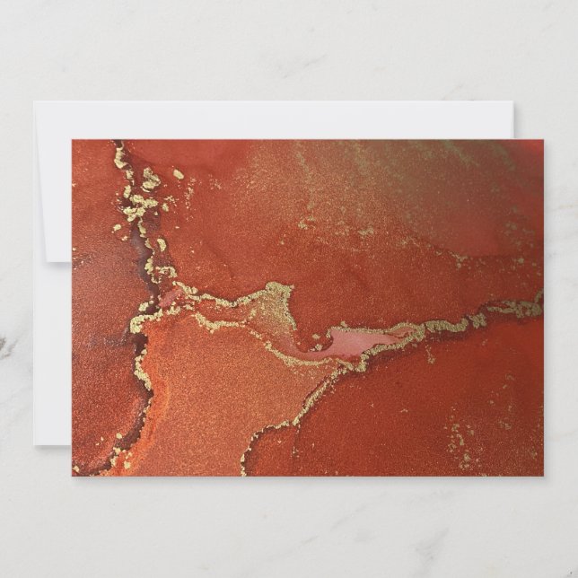Bläck-kort för röd och Guld---Abstrakt Tack Kort (Framsida)