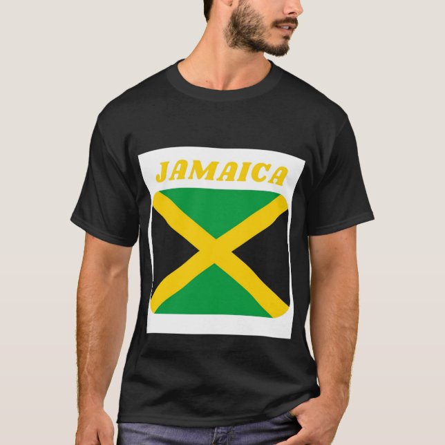 Black Kortärmad Jamaican Flagga T-Shirt (Framsida)