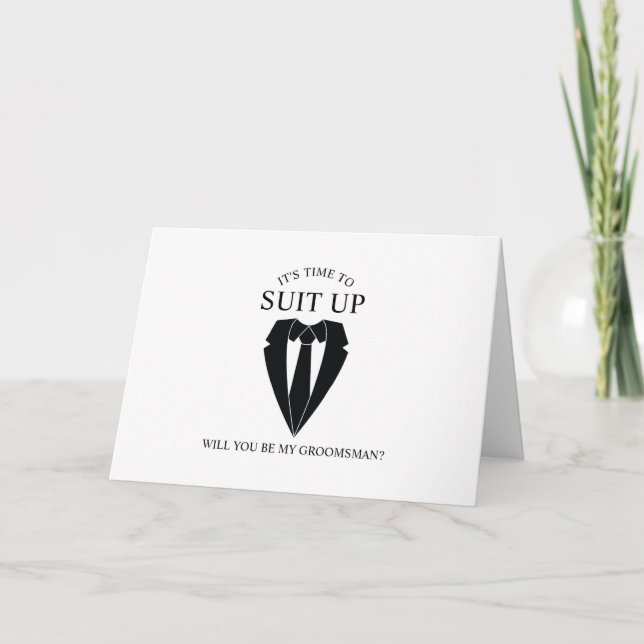 Black Kostym Personlig Groomsman Frieri Inbjudan (Framsida)