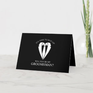 Black Kostym Personlig Groomsman Frieri Inbjudan
