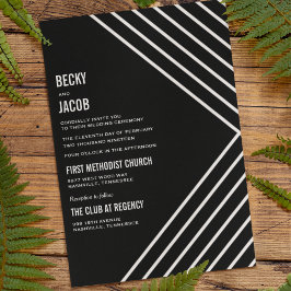 Black Kraft Geometric Modern Wedding-inbjudan Inbjudningar