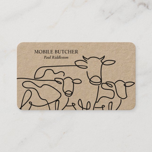 Black & Kraft Mobile Butcher Cattle Farmer Visitkort (Framsida)