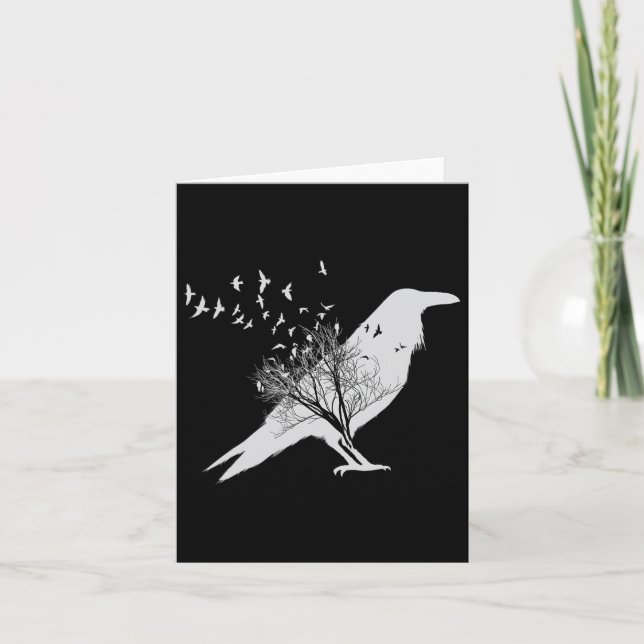 Black Kråka Bird Kort (Framsida)