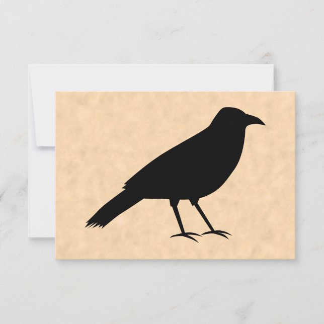 Black Kråka Bird på ett Parchment Mönster. OSA Kort (Framsida)