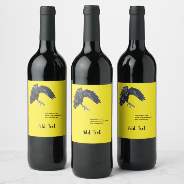 Black Kråka & Haiku Personlig Vinflaska Etikett (Flaskor)
