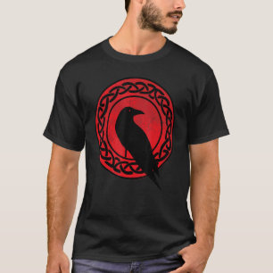 Black Kråka Occult Japan Gothic Raven Bird Red Mån T Shirt