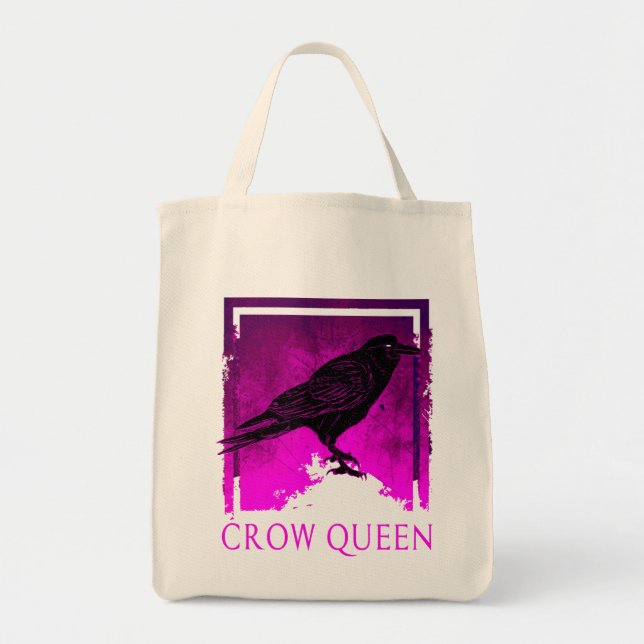 Black Kråka Queen Bird Watching Gift Idea Tote Bag Tygkasse (Framsidan)
