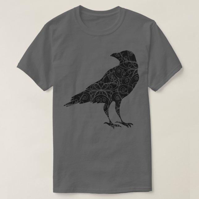 Black Kråka Raven Bird Silhouette T Shirt (Design framsida)
