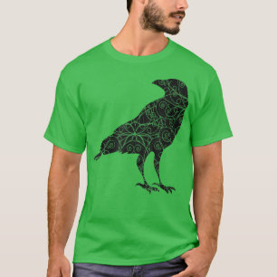 Black Kråka Raven Bird Silhouette T Shirt