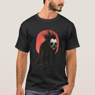 Black Kråka Raven Human Skull Mask Black Bird T Shirt