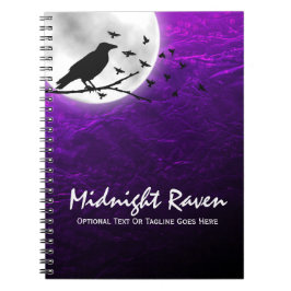 Black Kråka Raven Silhouette på Måne Edgy Gothic Anteckningsbok