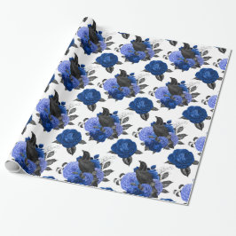 BLACK KRÅKAS ROYAL BLUE RO FLOWERS GOTH PRESENTPAPPER
