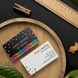 Black Kritor & Stars Teacher Kindergarten Tutor Visitkort