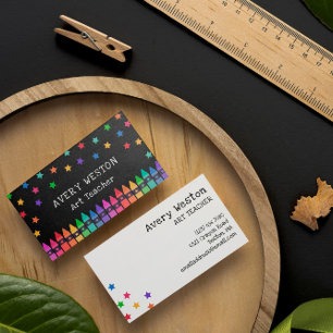 Black Kritor & Stars Teacher Kindergarten Tutor Visitkort