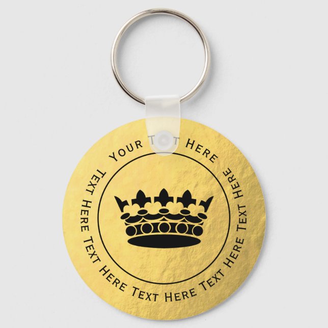 Black Krona - Faux Gold Foil Keychain Nyckelring (Framsida)