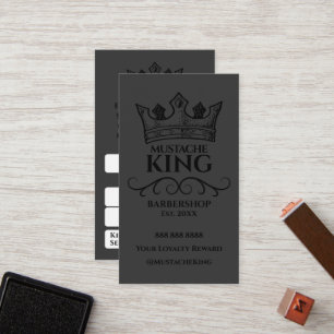Black Krona Kung Mustache Barbershop Reward Lojalitetskort