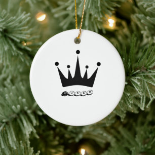 Black Krona Queen Text Stil Ceramic Circle Julgransprydnad Keramik