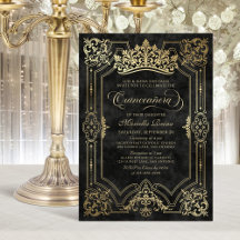 Black Krona Tiara Elegant Quinceanera
