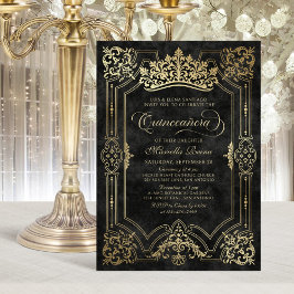 Black Krona Tiara Elegant Quinceanera Inbjudningar