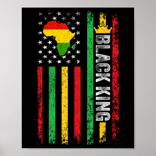 Black Kung Melanin African American Flagga Black H Poster