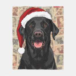 Black lab christmas blanket fleecefilt