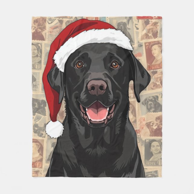Black lab christmas blanket fleecefilt (Framsidan)