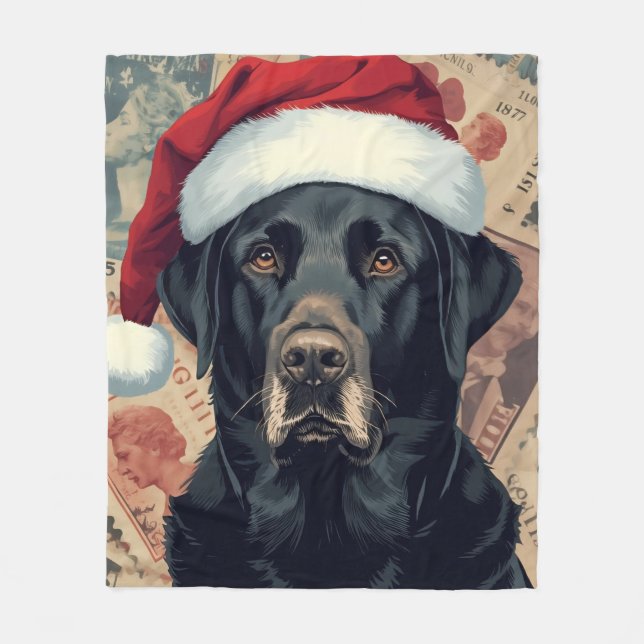 Black lab christmas blanket fleecefilt (Framsidan)