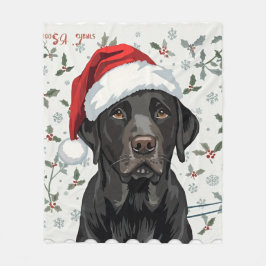Black lab christmas blanket fleecefilt