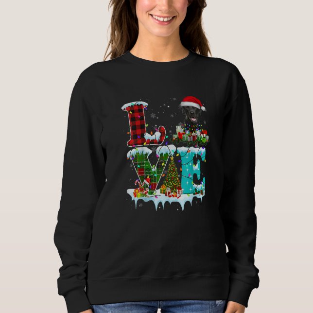 Black Lab Christmas Tree Light Pajama Dog Xmas T Shirt (Framsida)