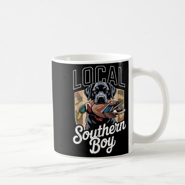 Black Lab Dog Local Southern Boy Camo Duck Hunting Kaffemugg (Höger)
