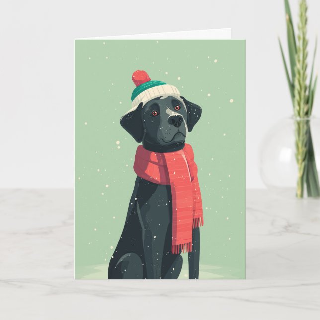 Black Lab Holiday Greeting Kort (Framsida)