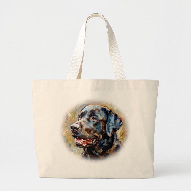 Black Lab Impressionist Art Tote Bag Jumbo Tygkasse (Framsidan)