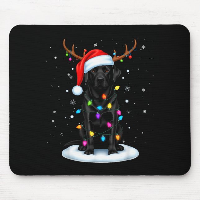 Black Lab Labrador Christmas Dog Reindeer Lights P Musmatta (Framsidan)