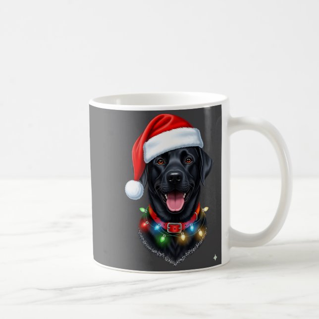 Black Lab Labrador Christmas Dog Santa Hat Light P Kaffemugg (Höger)