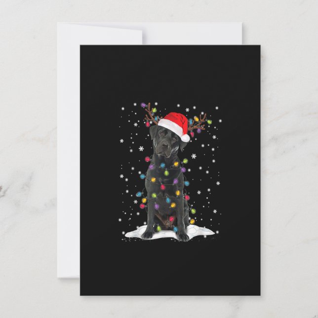 Black Lab Labrador Christmas Tree Light Pajama Dog Inbjudningar (Framsida)