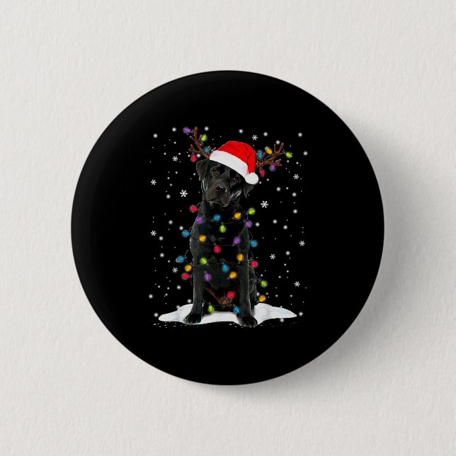 Black Lab Labrador Christmas Tree Light Pajama Dog Knapp (Framsida)