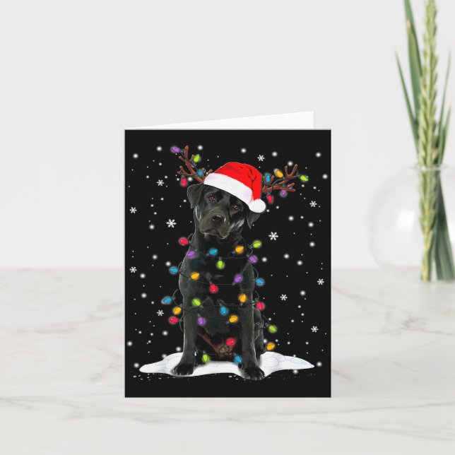 Black Lab Labrador Christmas Tree Light Pajama Dog Kort (Framsida)