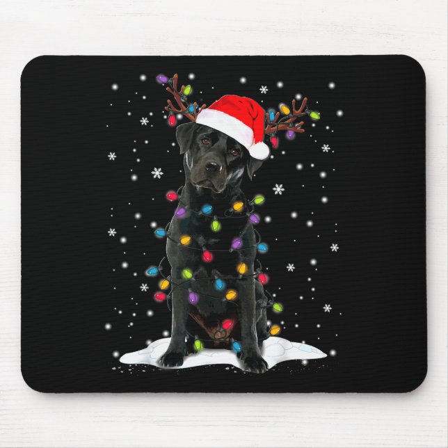 Black Lab Labrador Christmas Tree Light Pajama Dog Musmatta (Framsidan)
