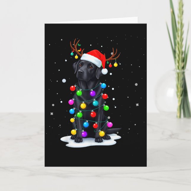 Black Lab Labrador Dog Funny Christmas Lights Rein Kort (Framsida)